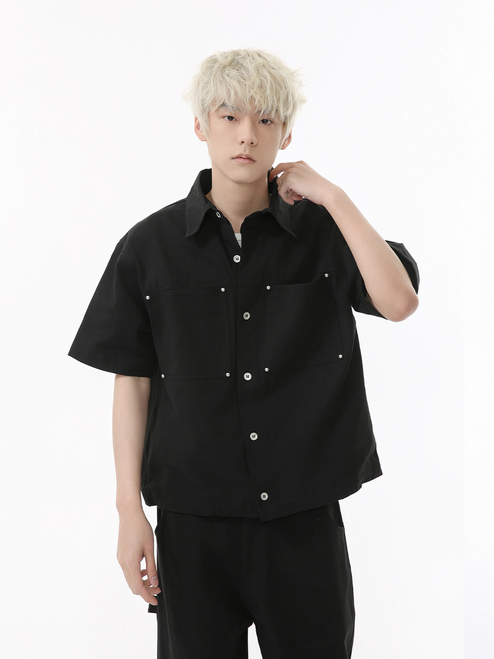 MTLCLOTHES para hombre | Camisa de solapa cleanfit de algodón coreano, ropa de trabajo de color sólido, traje casual de todo fósforo