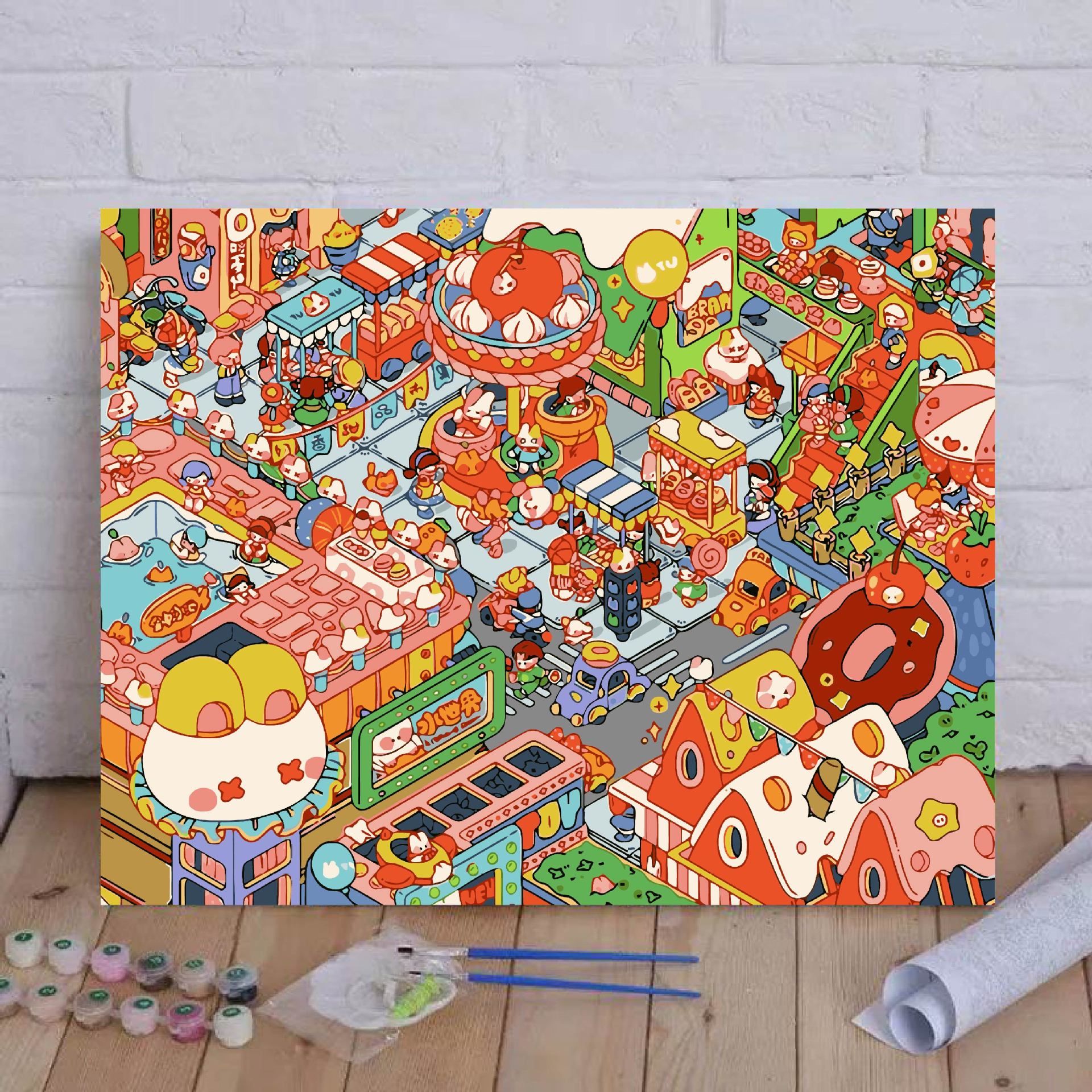 Diy pintura al óleo digital Leek Fragrance Town serie de colección de autenticidad encantadora pintura decorativa de relleno de mano cálida