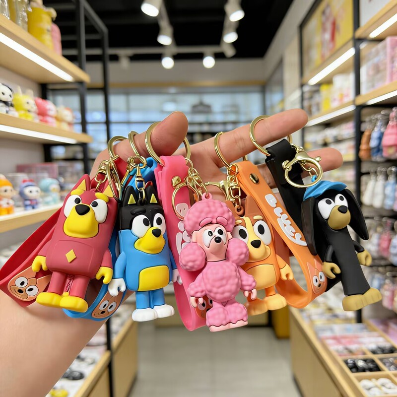 Cross-Border Hot-Selling Bluey Foreign Trade Cartoon Keychain Cute Pvc Doll Pendant Creative Gift Doll Machine Wholesale