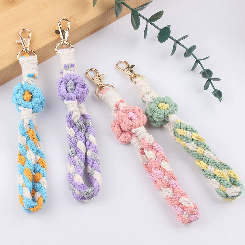 Creative strap for keys handmade, woven keychain, pendant, accessory, DIY, flowered