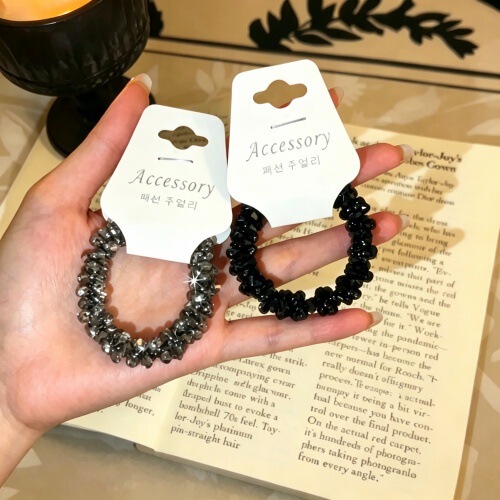 Elegant Hair Ring Light Luxury Flash Diamond Hair Accessories Bracelet Head Rope Dual-purpose Rubber Tendon Korean Style All-match Payon Hair Rope Headwear Elegant Hair Ring Light Luxury Flash Diamond Hair Accessories Bracelet Head Rope Dual-purpose Rubber Tendon Korean Style All-match Payon Hair Rope Headwear