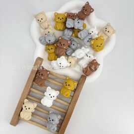 跨境现货热销卡通立体小猫食品级硅胶珠婴儿牙胶饰品配件钥匙扣串