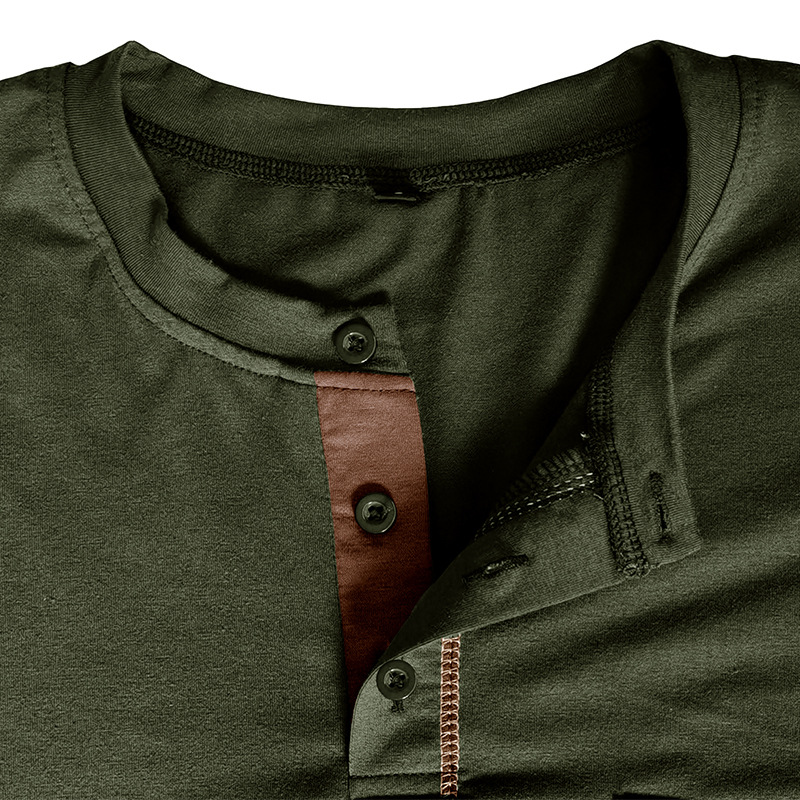 217g Weight Long Sleeve Sleeve Length Half Placket Placket Type Regular Sleeve Sleeve Type Cotton Blend Fabric Type Regular Top Length T-shirt Tops Type Daily Occasion Round Neck Neckline Breathable Function Regular Fit Fit Type Solid Color Pattern Spring, Autumn Season Men's Gender Casual Style Wholesale Men's Casual Solid Color Long Sleeve Men's Tops 3