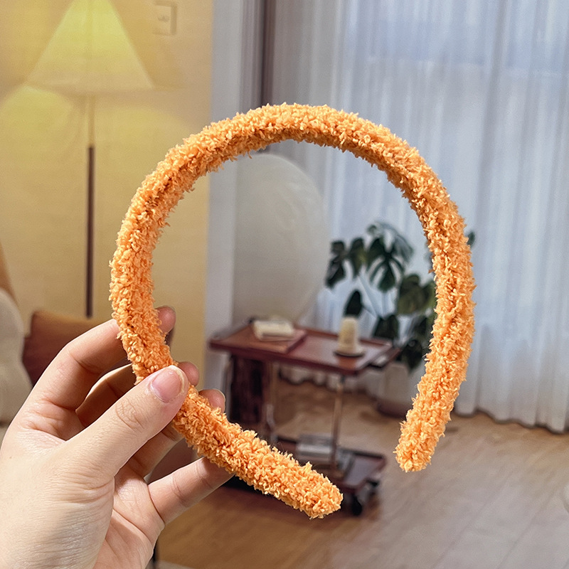 Bandera de cabello diy semiacabado de cabello mujer otoño invierno color caramelo tocado de peluche botón de mano peluche tocado de peluche