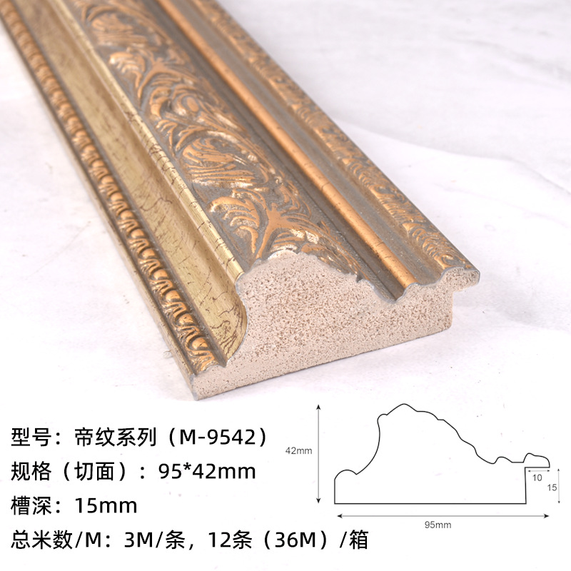 Marco de marco retro, marco de espejo de estilo europeo, marco de pintura al óleo, marco de borde decorativo de ancho PS, línea de marco de imagen, fabricante de líneas de marco