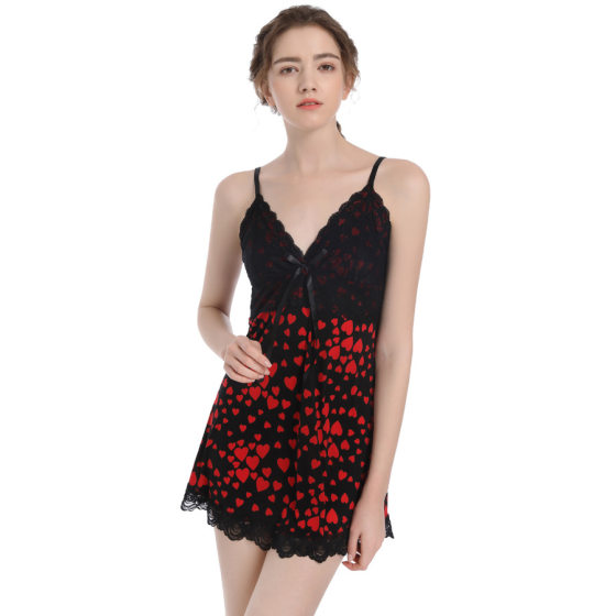 Nightgown manufacturers sell spot lace printing sling nightgown set 1 generation