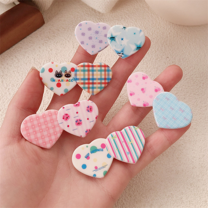 Hermosas brocas de cabello de cuadrícula arco iris amor temperamento brocas de cabello coreano dulce lado de cabello roto ceja borde brocas adornamiento para el cabello