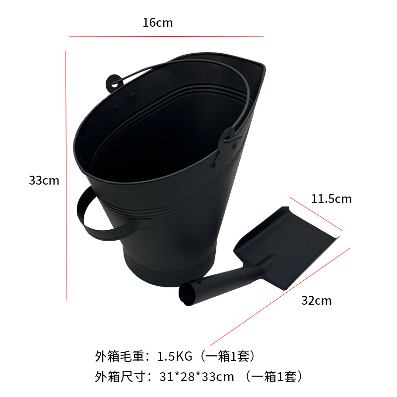 Amazonía transfronteriza Europa y América inclinada chimenea carbono barril hierro galvanizado con pala barril de carbón de madera metal barril de ceniza de chimenea interior