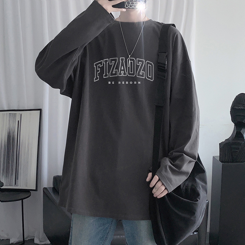 Camiseta de Manga Larga para Hombre de Algodón Puro para Uso Diario
