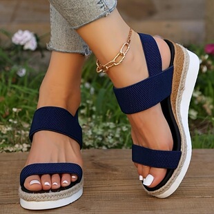 S 72278 Large Size Rope Wedge Sandals ��a�¸���Ь