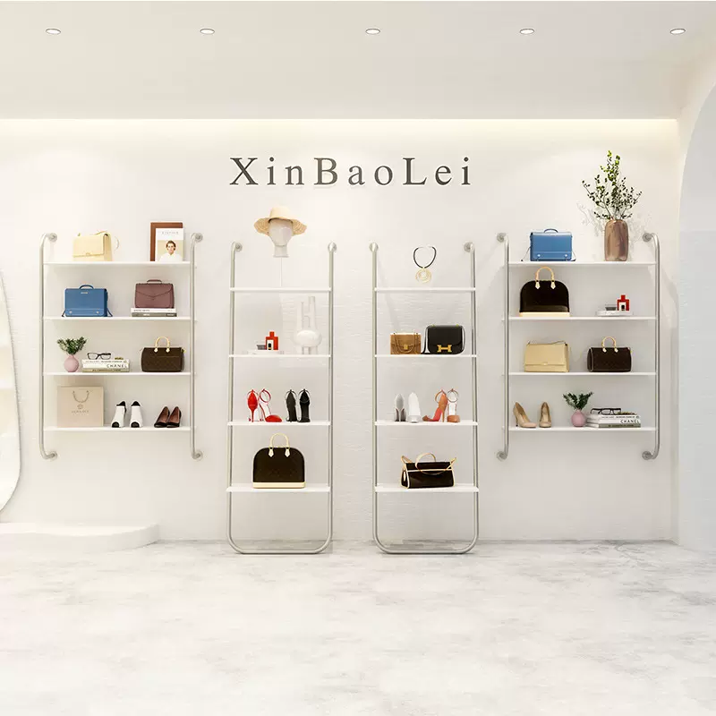 鞋店鞋架服装店展示架包包架落地式金色鞋包架创意组合多层置物架