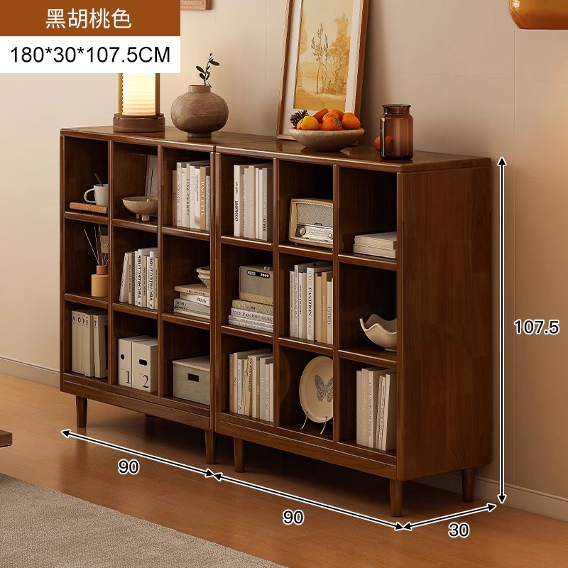 Estantería de madera maciza, cajones de piso a techo, armarios de sala de estar, armarios de rejilla combinados contra la pared, estantes de almacenamiento, estanterías cortas integradas