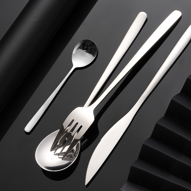 Amazon Cross-Border Korean Style Stainless Steel Knife Fork Coffee Spoon Set for Restaurants, Hotels, Tableware, Portable Kit, Wholesale Customization