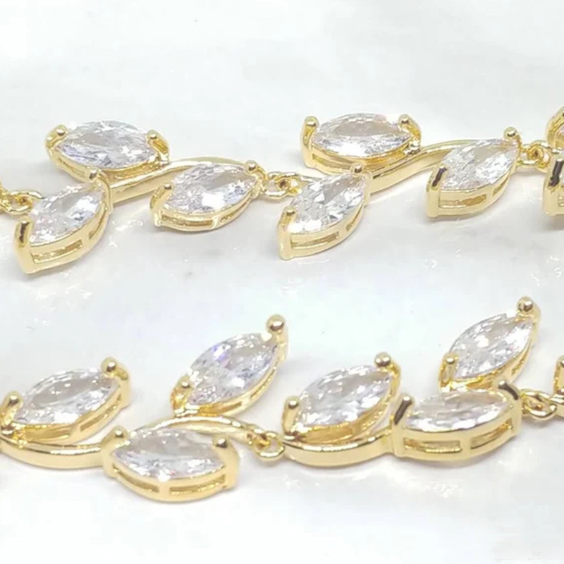 hot sale leaf zircon head ornaments exquisite simple bride zircon headband headdress female Headband_voghion.com