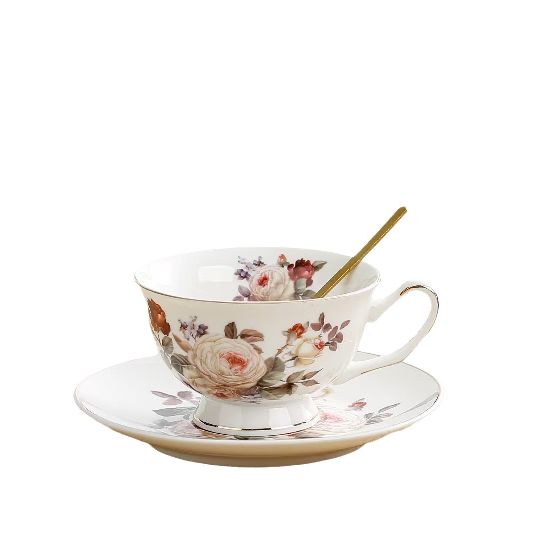 Tazas de café retro europeas mariposa caja de regalo de alto valor de la tarde copa de camellia regalo de mano taza de regalo de alto nivel