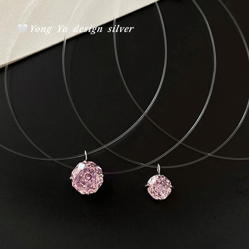 Pure Silver S925 Ins Rose Nebula Necklace for Women, Dreamy Light Luxury Popular Style, Artistic Gentle Sweet Clavicle Chain, Dropshipping