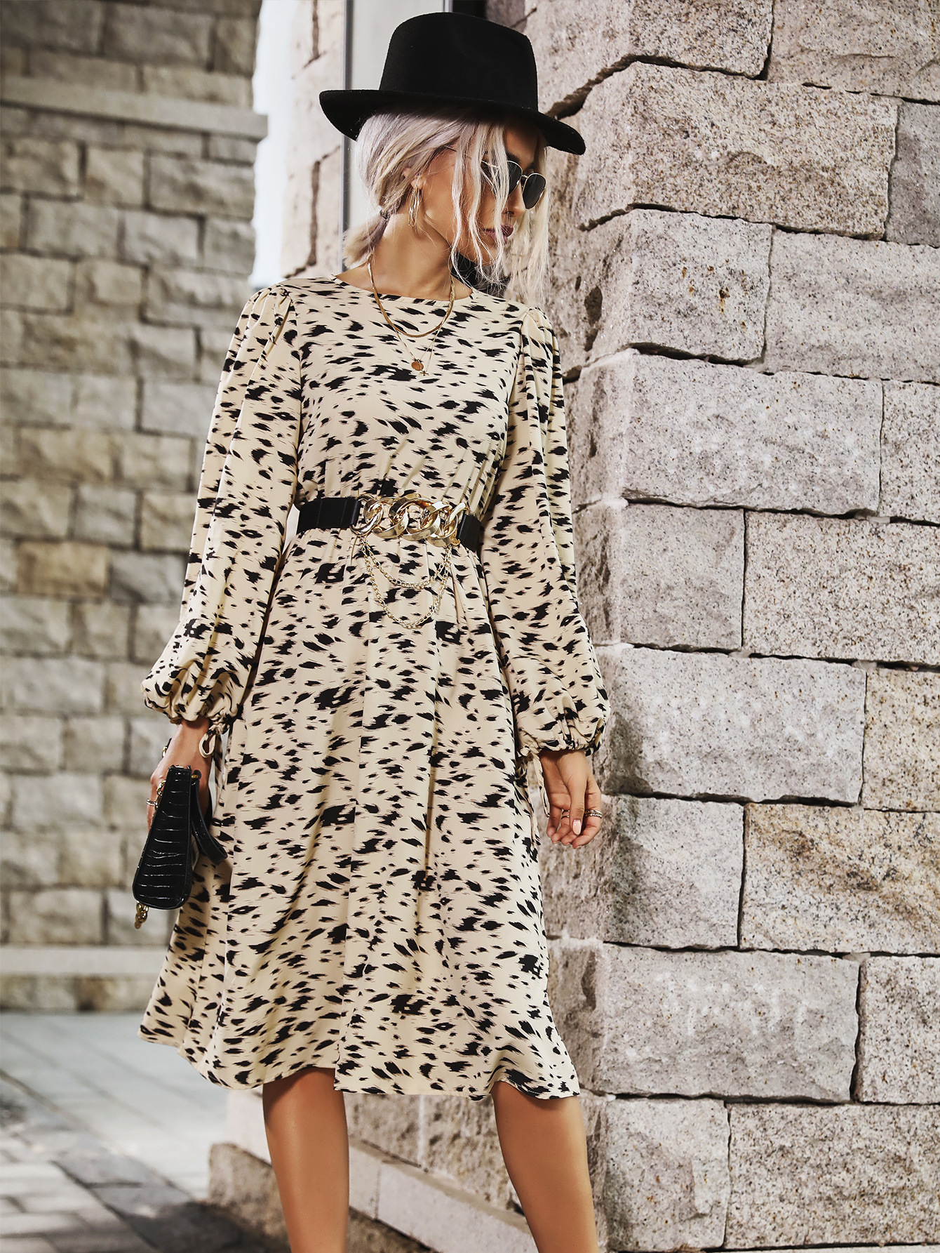 Long sleeve print dress nihaostyles wholesale clothes NSJM91314