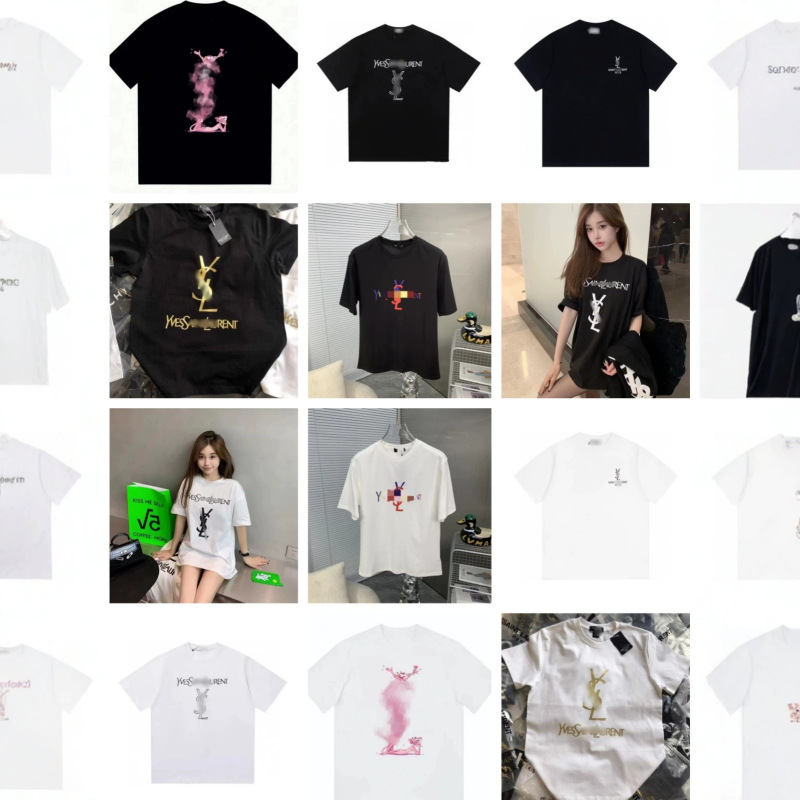 Cross-Border Y Brand Summer New Letter Print Short-Sleeve High Street Cotton Unisex Couple Loose T-Shirt Top Ysl Cross-Border Y Brand Summer New Letter Print Short-Sleeve High Street Cotton Unisex Couple Loose T-Shirt Top Ysl