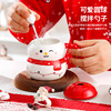 Creative Snowman Christmas ceramic cup with lid spoon Christmas gift Mark Cup cute cartoon Christmas mug