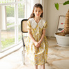 Summer children's skirt, fresh dress, suitable for teen, with short sleeve, Korean style, flowered