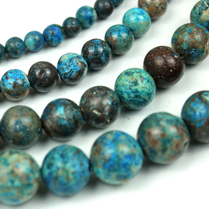 Turquoise natural ore, round beads, bracelet, accessory, earrings, necklace, materials set, handmade