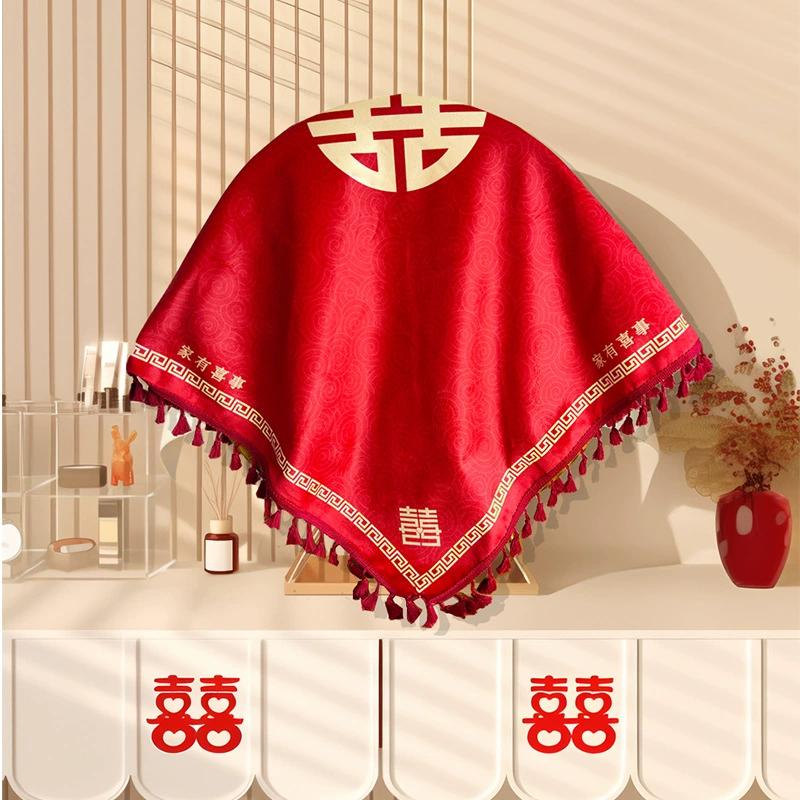 Новый бордовый свадебный туалетный столик в китайском стиле, зеркало для макияжа, чехол для свадебной комнаты, зеркальный чехол для свадебного торжества