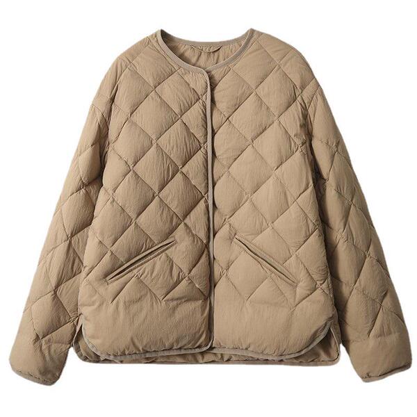 Elite fashionable short down jacket with diamond pattern