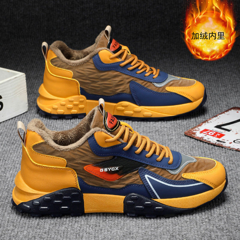 Giày nam kiểu sneaker cổ cao lót nhung dày dặn giữ ấm chống nước đế dày — Kaki, Milan, Xám đen