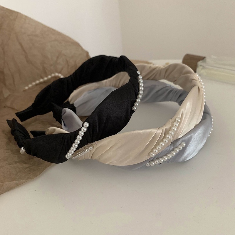 Nueva perla bobinado diadema hecha a mano de las mujeres lavado cara simple horquilla Corea del Sur avanzada simple diadema accesorios para el cabello