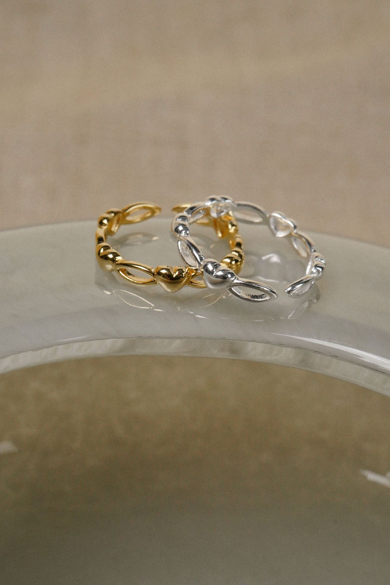 Adjustable Ring Size 1 Piece Quantity 925 Sterling Silver Heart Shape Open Rings
