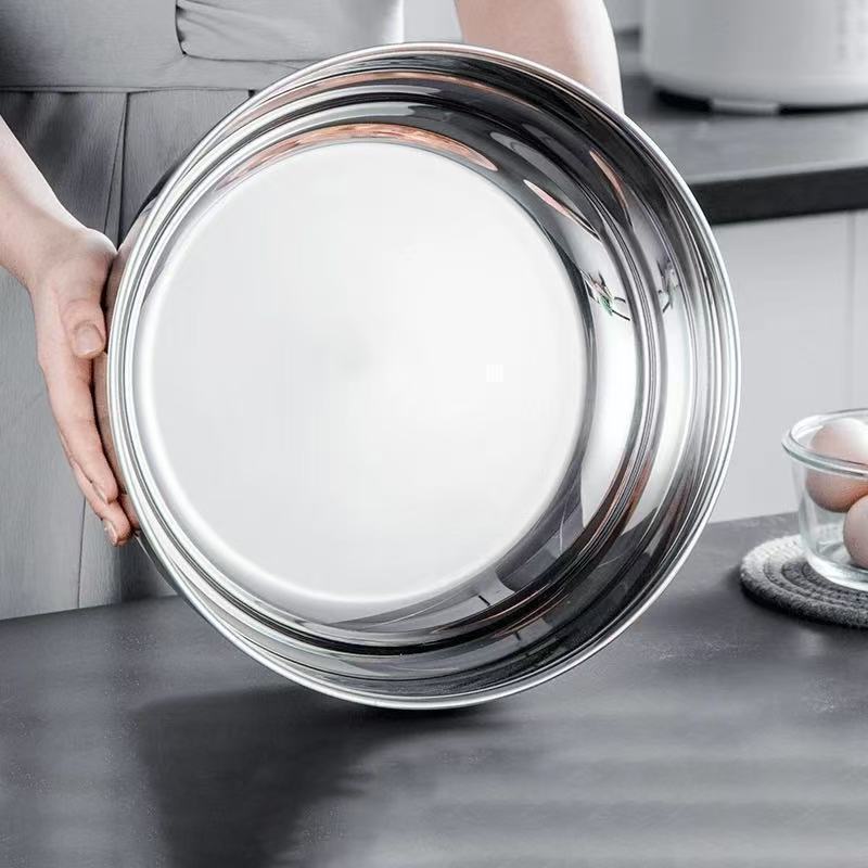 Acero inoxidable y tazón de fideos de grado alimenticio grueso profundizado anti-splashing antiadherente cocina doméstica amasar fideos lavar verduras batir huevos tazón