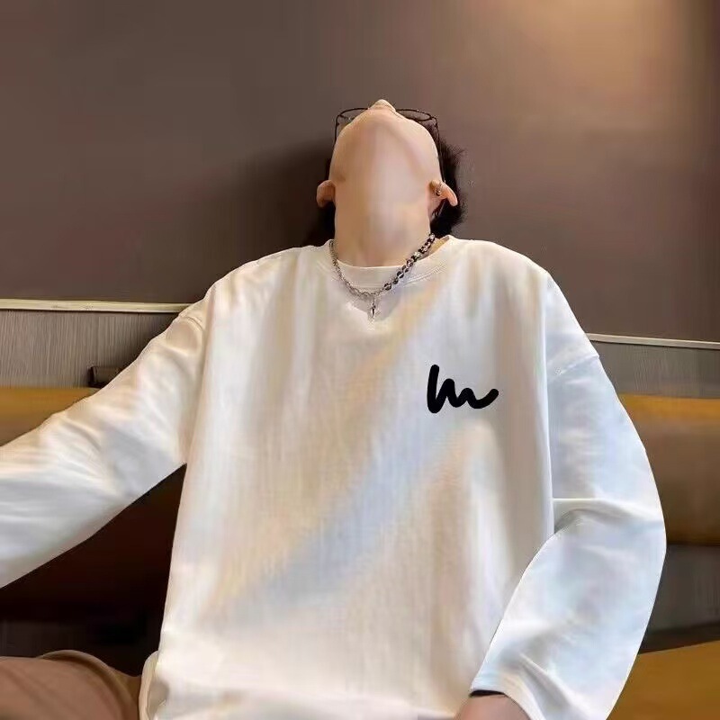 Hong Kong Style Long-Sleeved T-Shirt for Men in Autum Loose Bottoming Shirt with Versatile Tops for Teenagers Hong Kong Style Long-Sleeved T-Shirt for Men in Autum Loose Bottoming Shirt with Versatile Tops for Teenagers