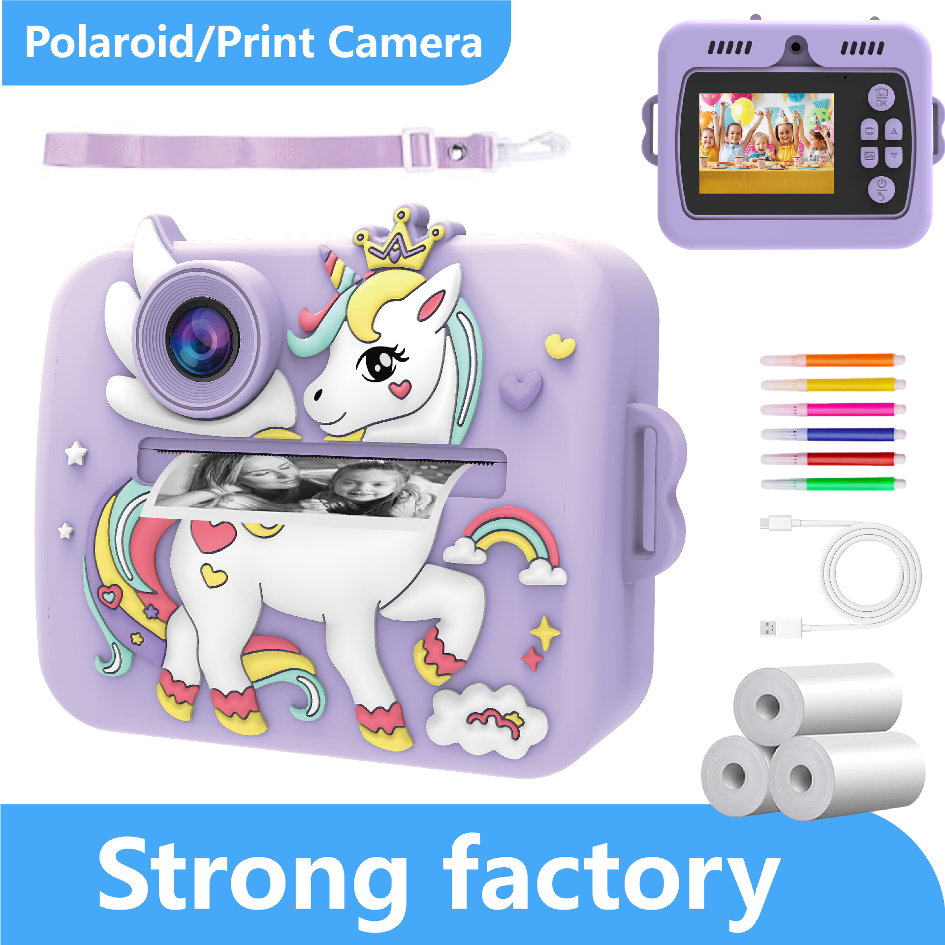 [New polaroid children's digital camera cute cartoon mini pho]