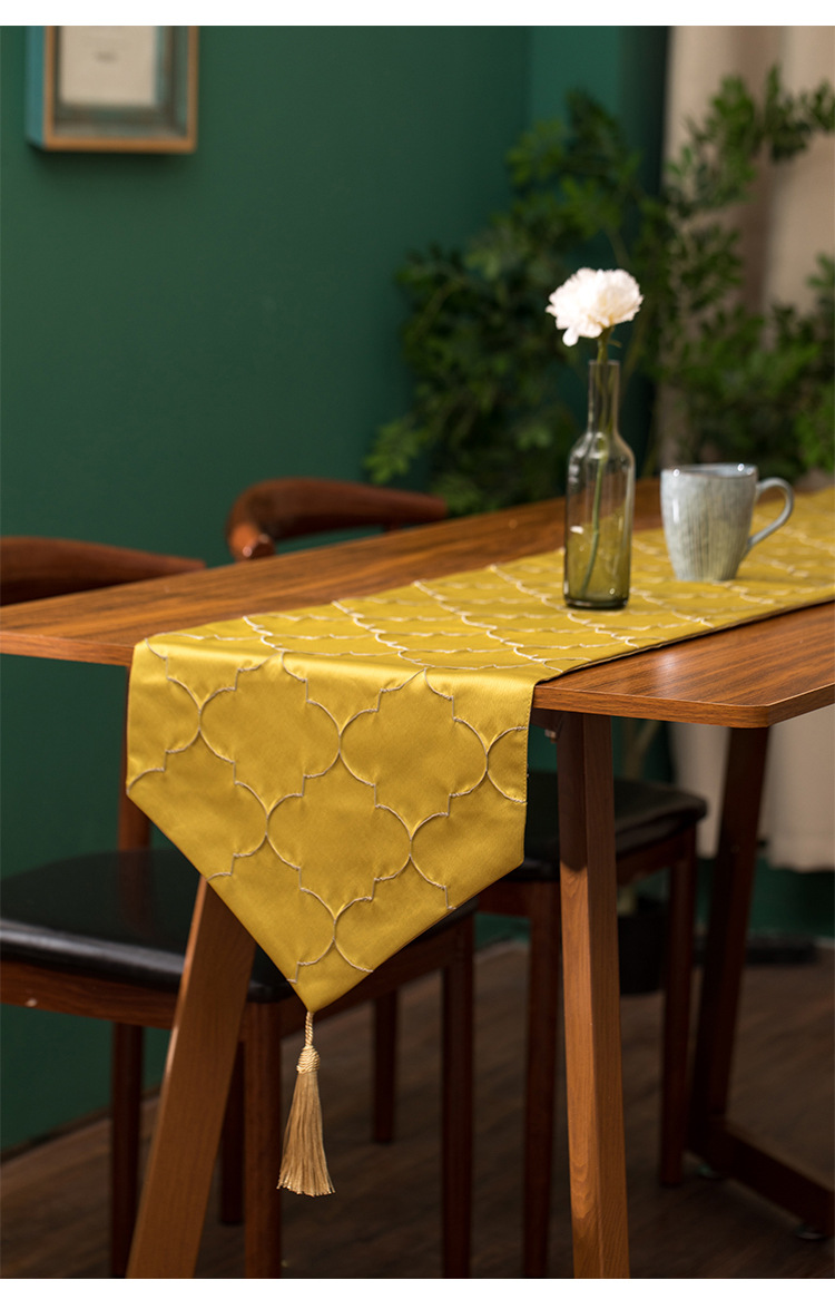 Bandiera da tavolo cinese Lanterna in raso Bandiera da tavolo jacquard Sala da tè Tappetino da tè Tessuto jacquard Tappetino da tè Tessuto decorativo_voghion.com