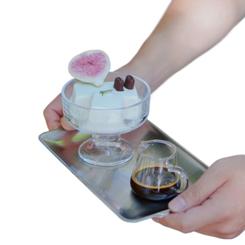 インダストリアルスタイルのカフェ手淹れコーヒートレイ長方形食品グレードのステンレス鋼のティートレイデザート卸売|undefined