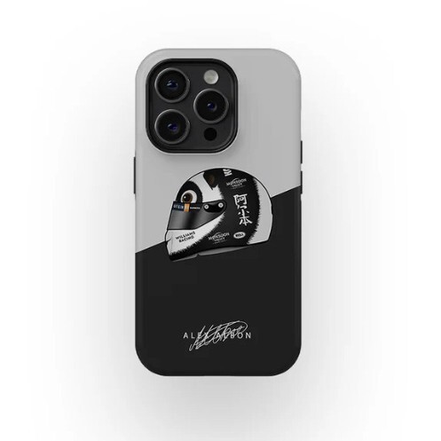 Classic Gray and White Racing Helmet Phone Case, Niche European and American Style, Popular for Export, Suitable for Apple 17/16/13/1