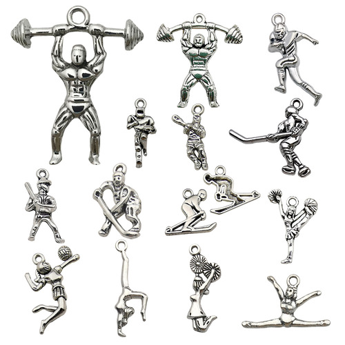 70 pieces of alloy sports series accessories DIY necklace, bracelet, pendant, fashion basketball cheerleading small ornaments