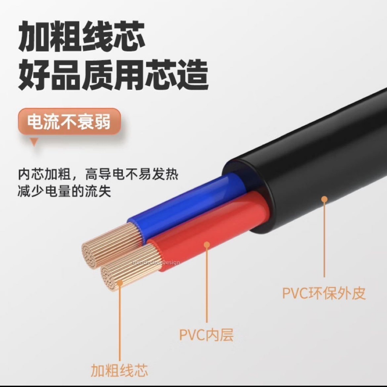 Cable de CC 5.5 * 2.1 cable de carga masculino y femenino de un solo cabezal cable de conexión de agujero redondo de cobre puro cable de monitoreo de extensión de cable de alimentación de CC