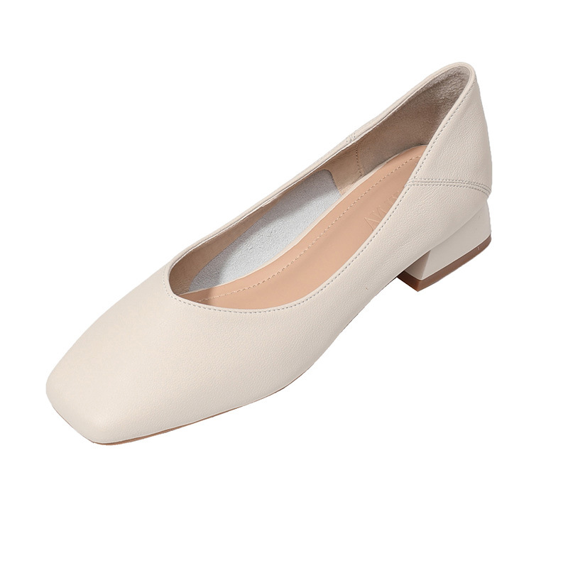 2025 Spring High Heels Chunky Heel Women's Casual Soft Shallow Mouth Granny Commuting Professional Square Toe Single_vogvips.com