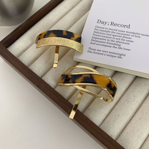 Japanese minimalist design acetate hair tie cool ponytail clip, leopard print headband, alloy hair tie clip, popular hairstyle accessory