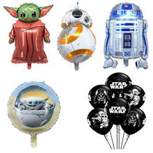 科幻星球大战尤达宝宝BB8太空机器人12寸乳胶铝膜装饰生日气球
