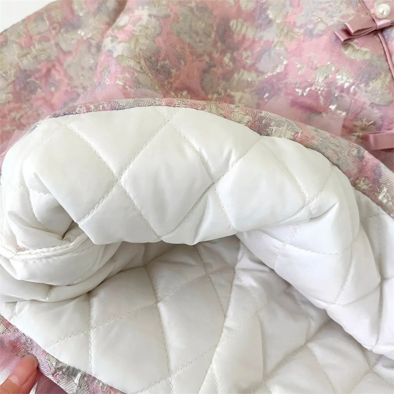 [Segundo en stock] niñas algodón intercalado doble cara vestido chino nuevo vestido de malla china cheongsam vestido de Año Nuevo infantil