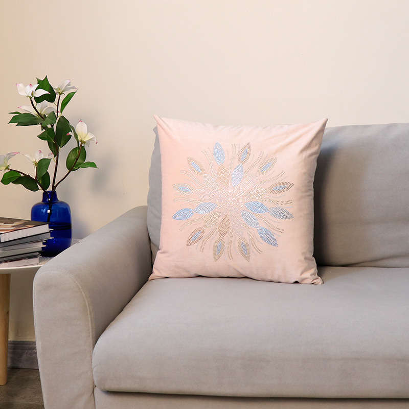 Moderno semplice colore olandese velluto strass fiore federa decorazione della casa modello camera divano cuscino fodera all'ingrosso_voghion.com