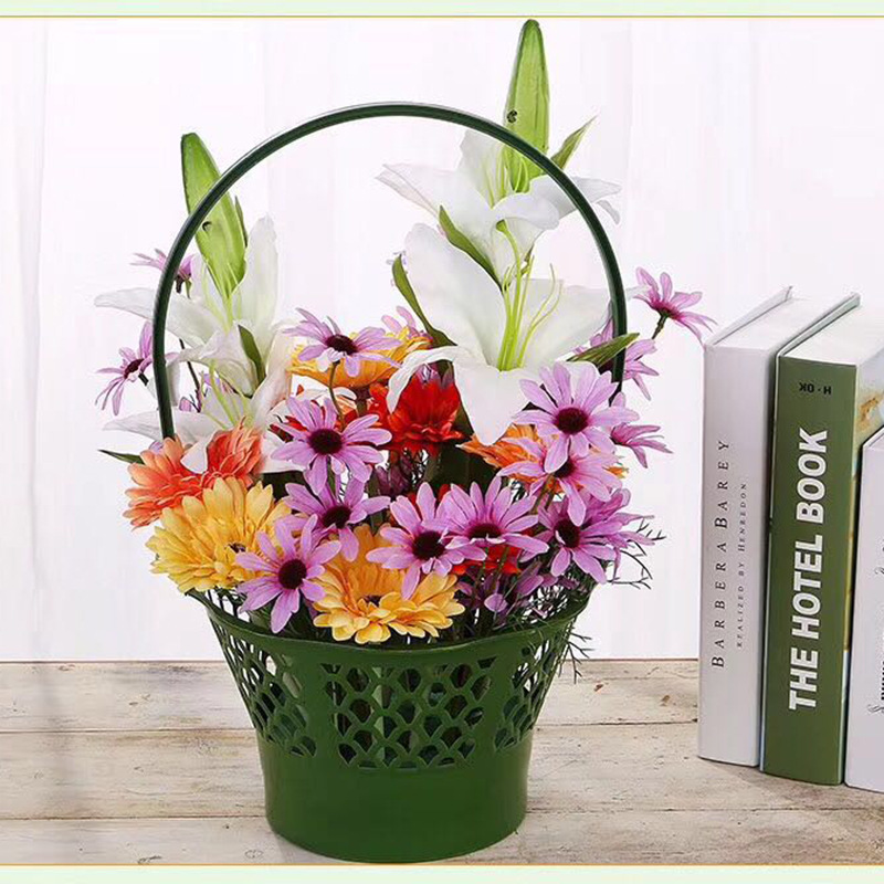 清明节手提花篮上坟扫墓祭祀花篮菊花插花手提篮礼品水果花篮批发