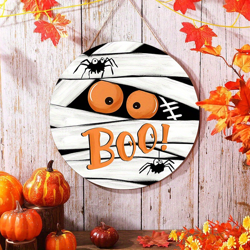 2D Flat Printed Wooden Sign, Halloween Horror Mummy Front Door Sign, Scary Spider 2D Flat Printed Wooden Sign, Halloween Horror Mummy Front Door Sign, Scary Spider