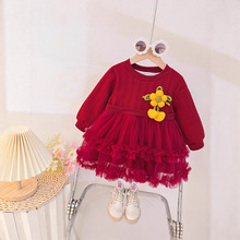 【代发】女童连衣裙秋冬装加绒2025新款洋气宝宝周岁礼服儿童公主