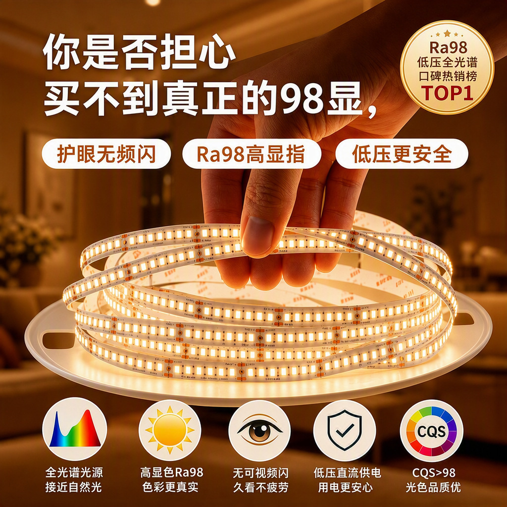 LED light strip 98 display full spectrum special patch linear low voltage self-adhesive light strip home decoration ceiling linear atmosphere light