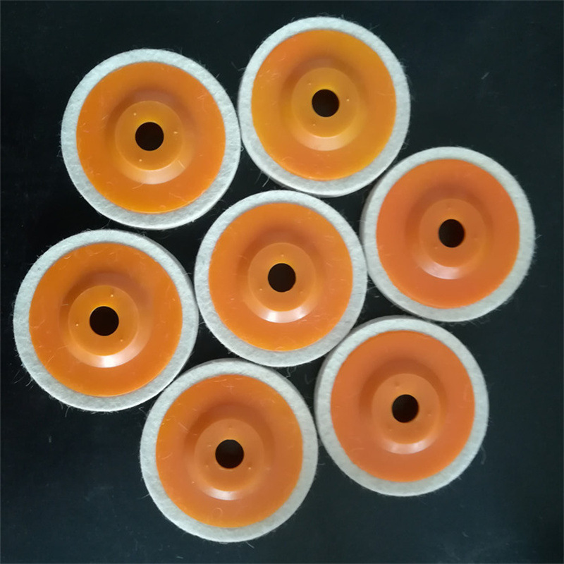 5寸胶盖细羊毛毡轮高密度羊毛抛光轮石材打磨片抛光盘打磨盘厂家