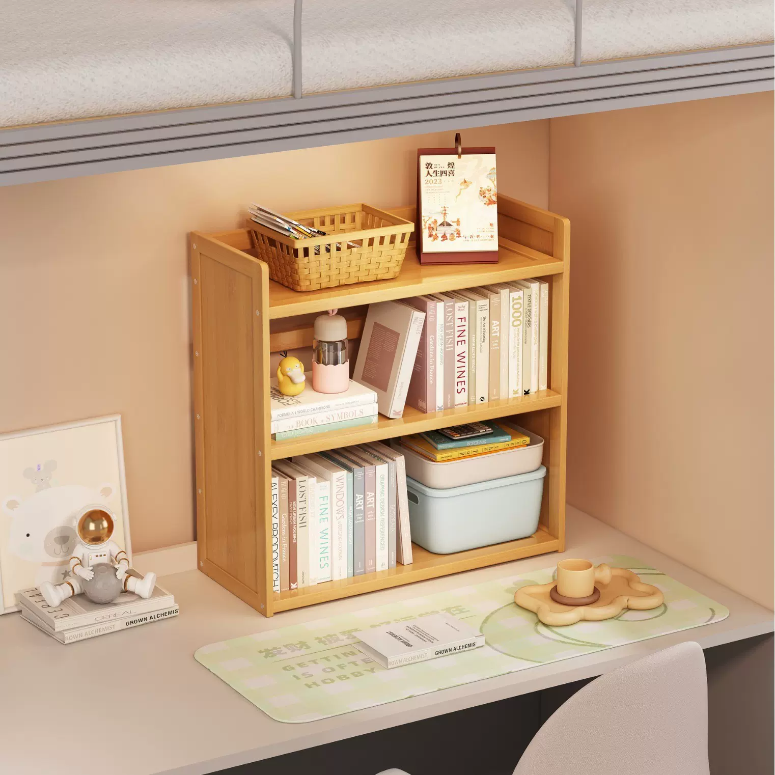 桌面书架办公电脑桌上收纳架简易多层整理架家用室内小书柜置物架