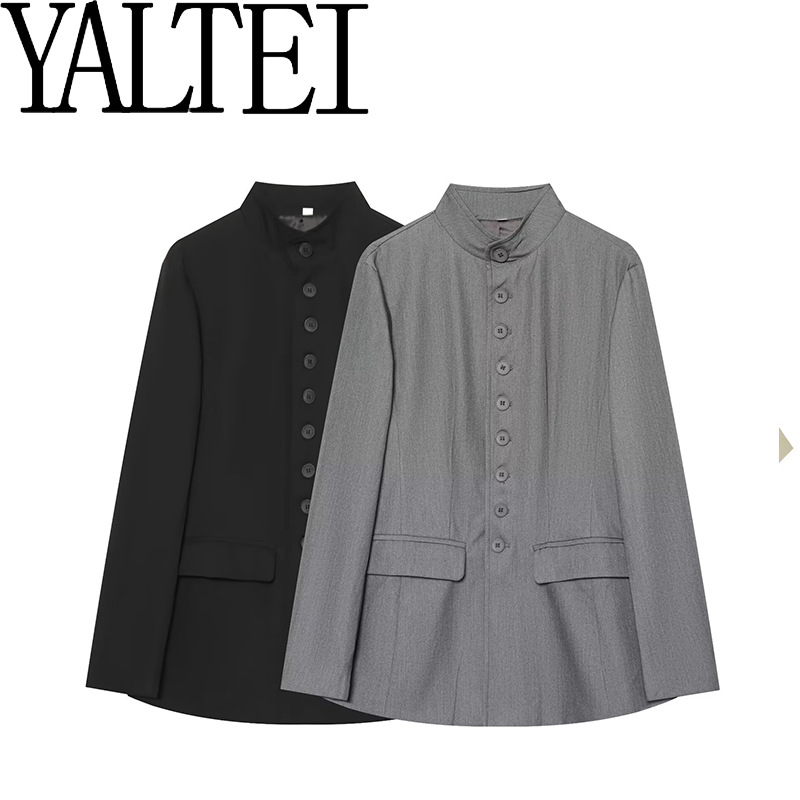 Qadın gödək blazer, dik yaxalı, beli bağlanan
